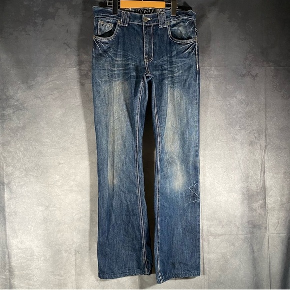 XGN DENIM Boot Cut Vintage Oxygen Blue Jeans 32x32* Montreal Designed Y2K - Picture 1 of 11